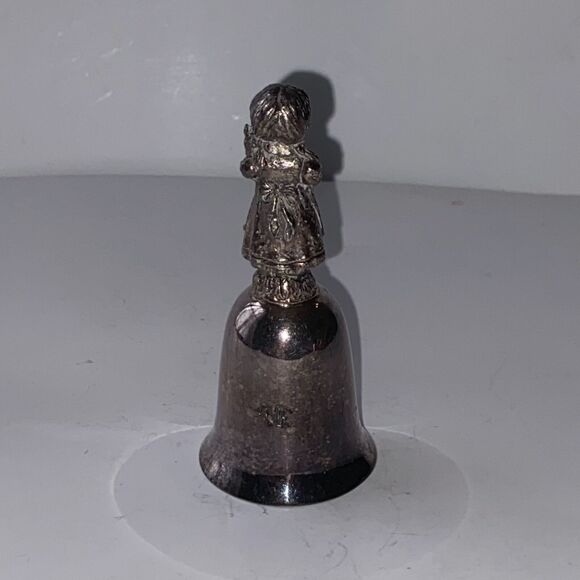 New England Collectors Society Bell Girl with Rabbit Silver Plate Bunny - Picture 6 of 9